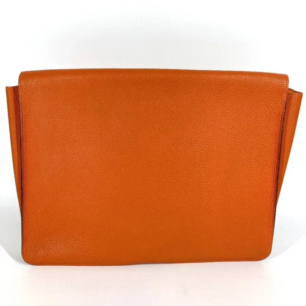 Hermes Clutch Bag Dogon Meeting Taurillon Clemence Orange - Picture 2 of 9